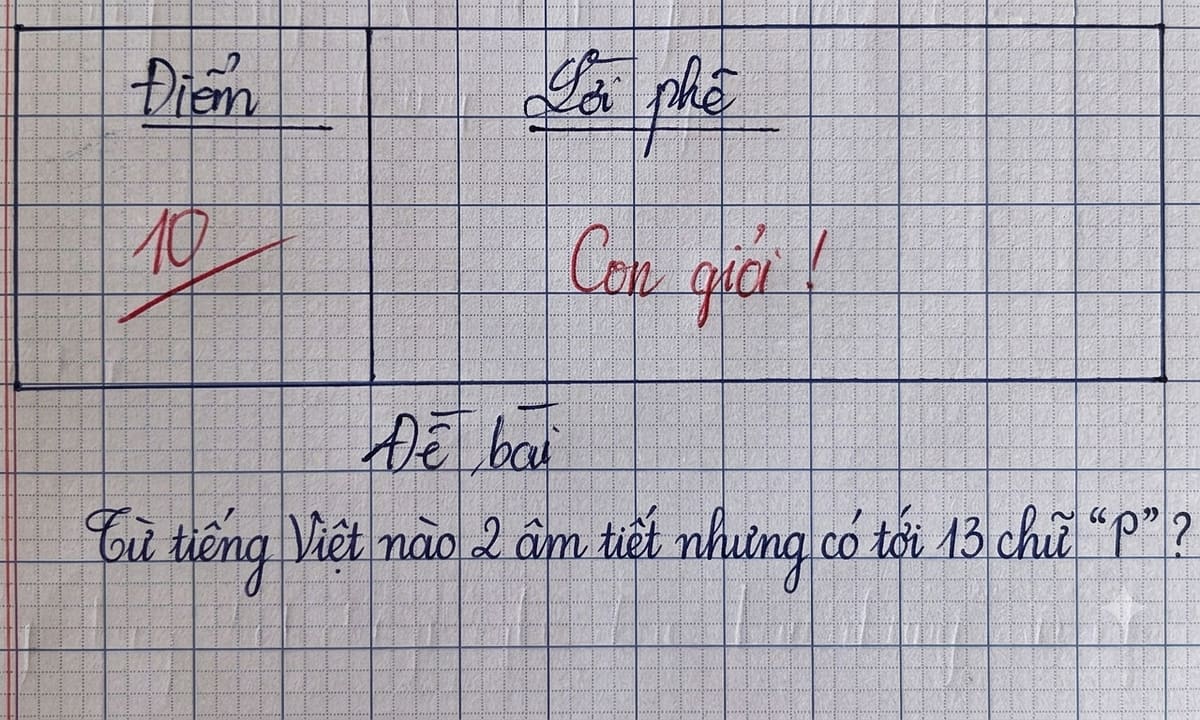 Từ tiếng Việt 2 âm tiết nào có tới 13 'chữ P'?