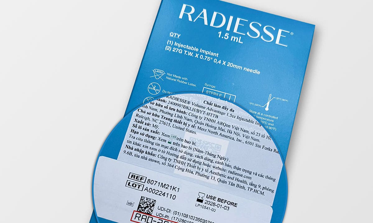 Radiesse thêm cách xác thực sản phẩm bằng mã số