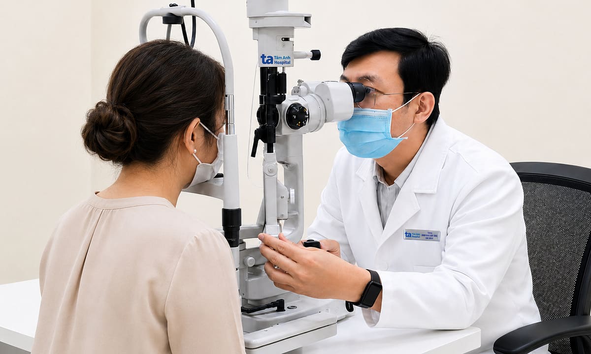 Quả cầu lông đập vào mắt người phụ nữ mắt gây xuất huyết