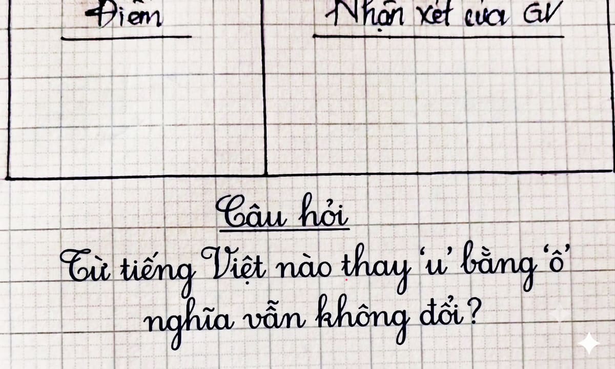 Từ Tiếng Việt nào thay 'U' thành 'Ô' nghĩa vẫn giữ nguyên?