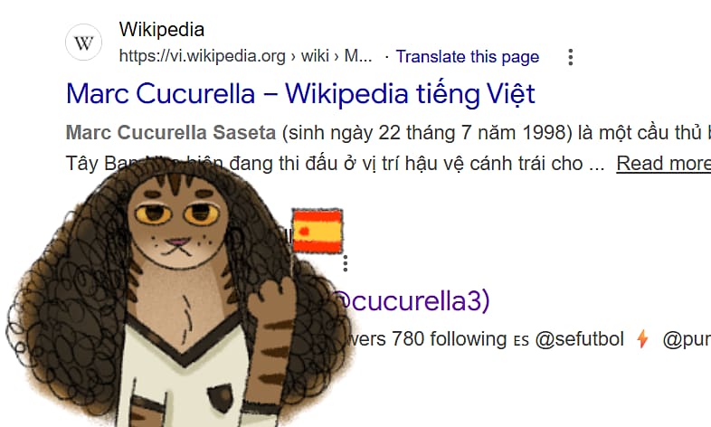 Lý do Google hiển thị hiệu ứng mèo tóc xù khi tìm kiếm tên Cucurella