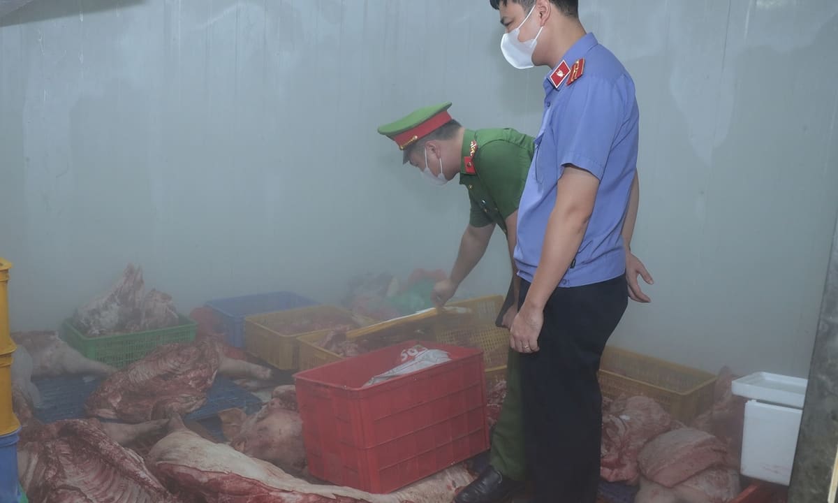 Gần một tấn thịt lợn bệnh trong kho của cơ sở 'tắt camera khi sơ chế'