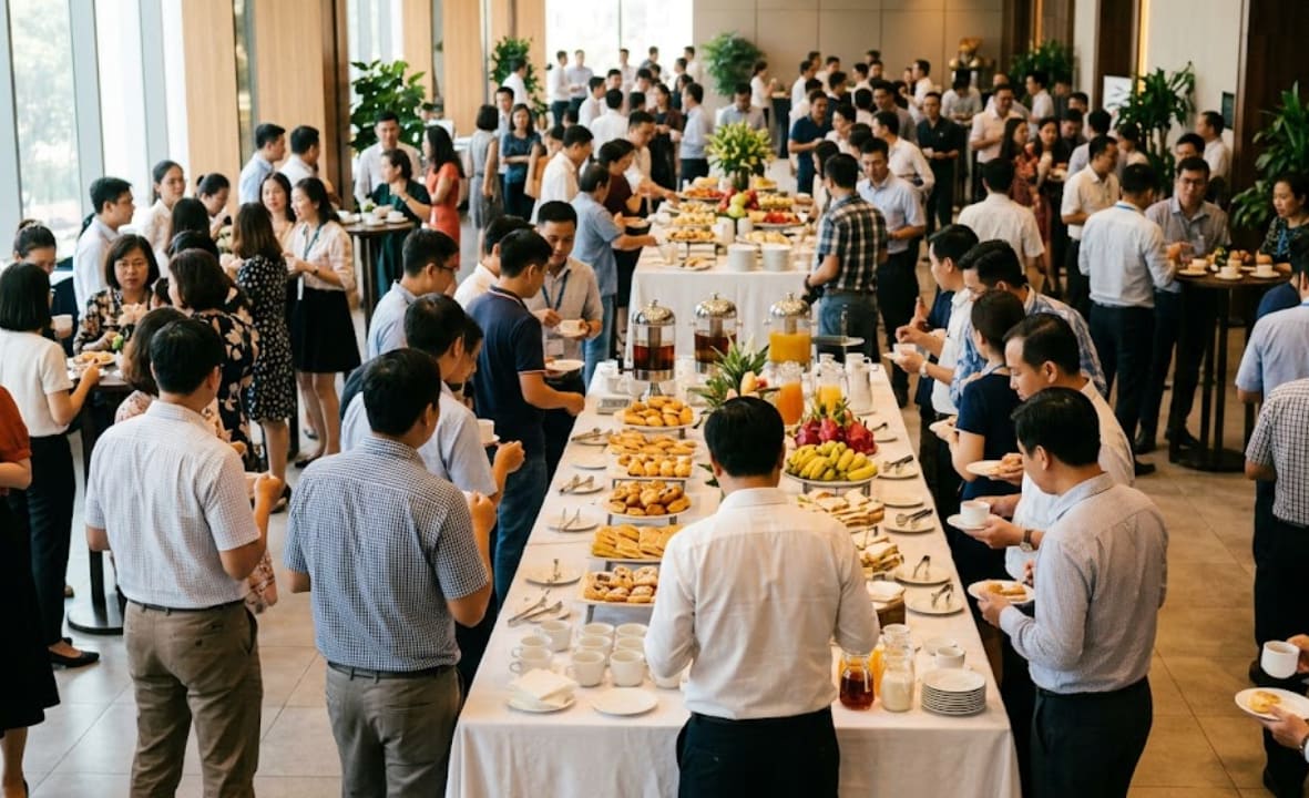 15 phút tiệc trà lộn xộn tại hội nghị tập đoàn lớn